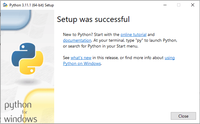 Python Installation Complete