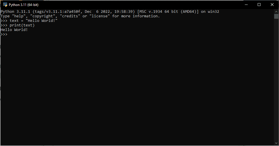 Python Hello World CMD